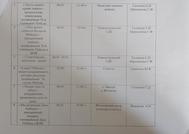 План работы на май 2023г